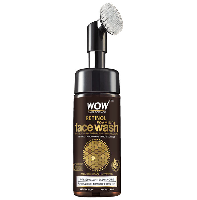 WOW Skin Science Retinol Foaming Face Wash with Built-In Face Brush - Nibasu
