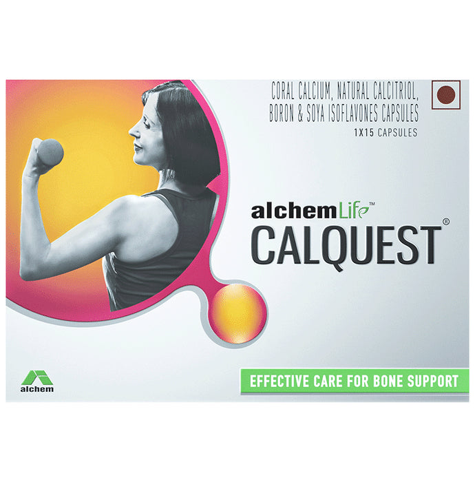 Calquest Capsule with Calcium, Calcitriol, Boron & Soya Isoflavones for Bone Support - Nibasu