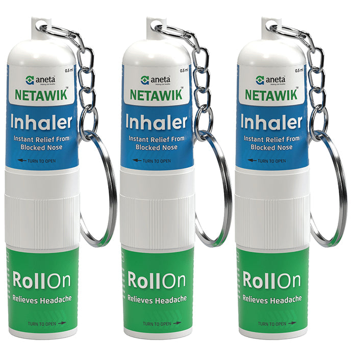 Netawik Inhaler + RollOn Relieves Blocked Nose & Headaches - Nibasu