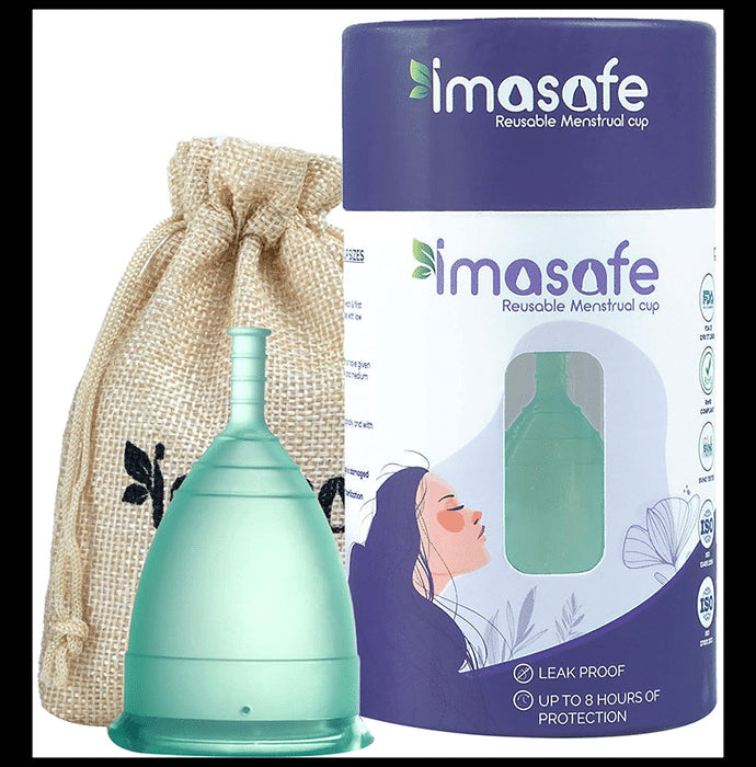 Imasafe Reusable Menstrual Cup Aqua Green Large - Nibasu