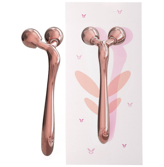 Caresmith Bloom Solid Metal Face Roller Rose Gold - Nibasu