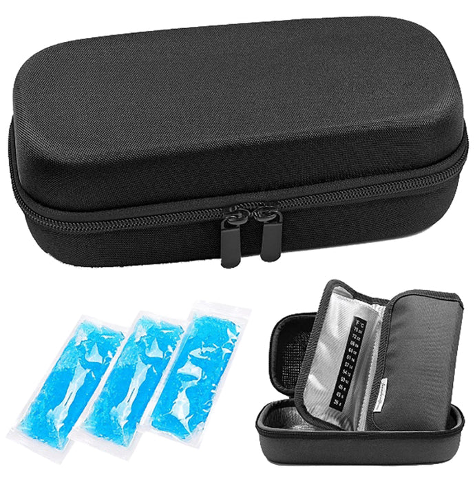 CareVego Insulin Pen Travel Safe Cooler Ice Bag Hard Eva Case with 3 Reusable Ice Pack - Nibasu