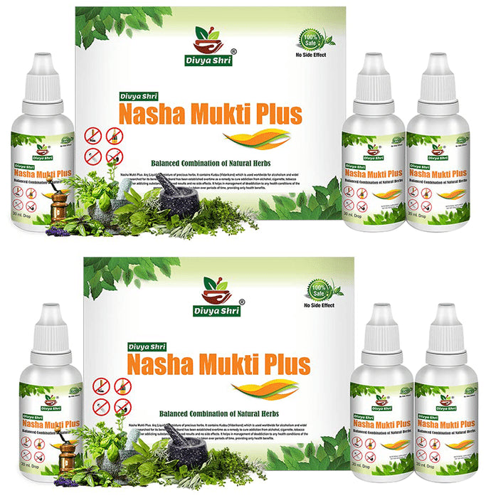 Divya Shri Nasha Mukti Plus Drop Balanced Combination of Natural Herbs (30ml Each) - Nibasu