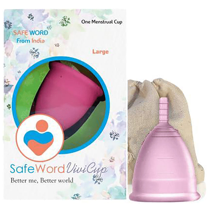 SafeWord Vivi Cup Premium Menstrual Cup Large Pink - Nibasu