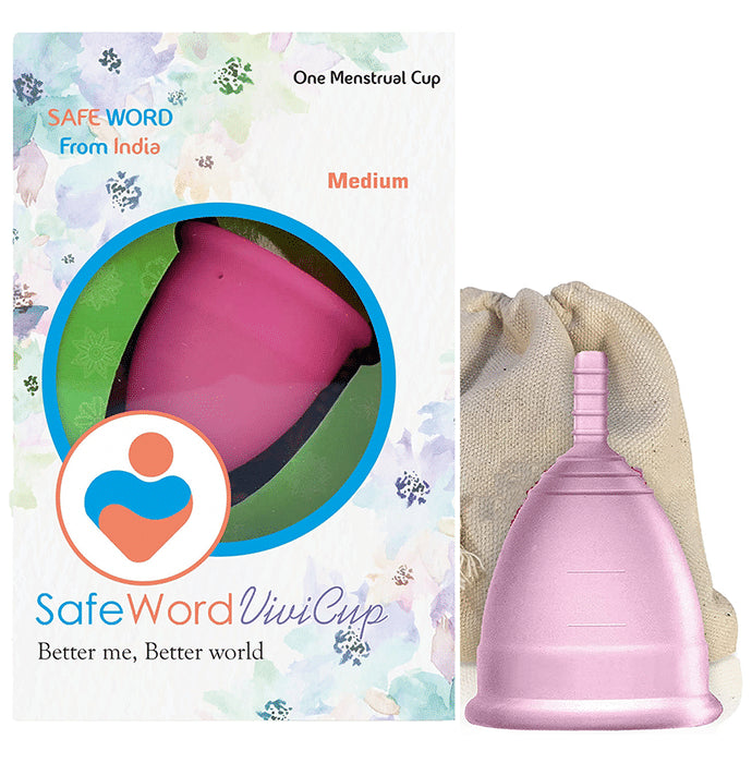 SafeWord Vivi Cup Premium Menstrual Cup Medium Pink - Nibasu