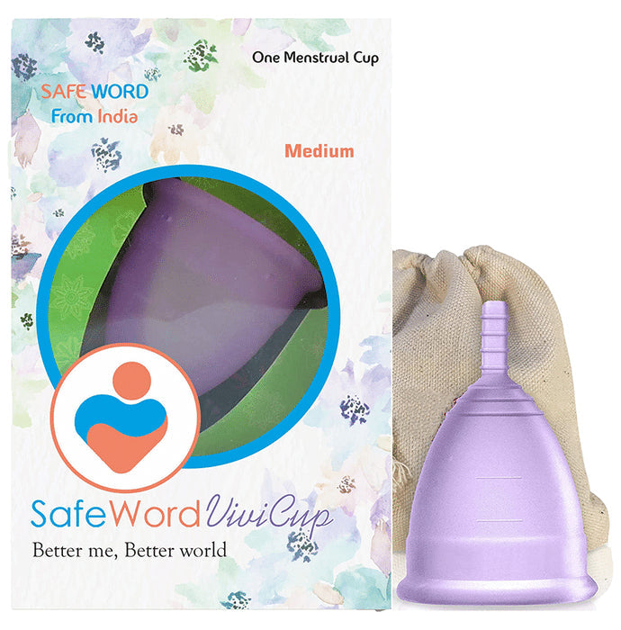 SafeWord Vivi Cup Premium Menstrual Cup Medium Purple - Nibasu