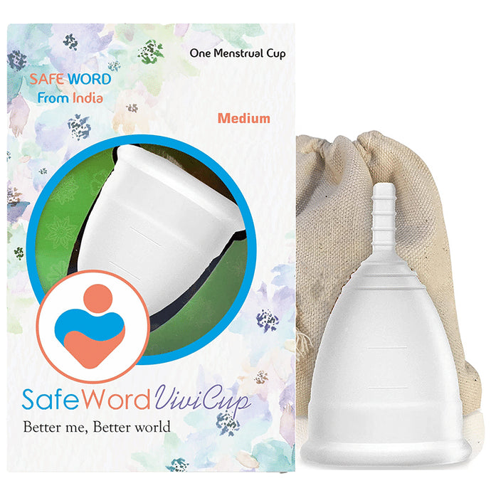 SafeWord Vivi Cup Premium Menstrual Cup Medium Transparent - Nibasu