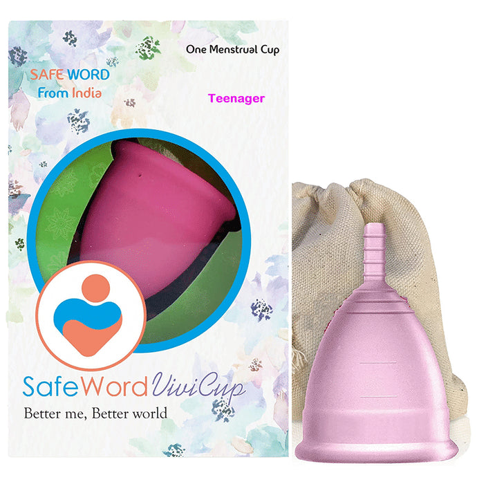 SafeWord Vivi Cup Premium Menstrual Cup Teenager Pink - Nibasu
