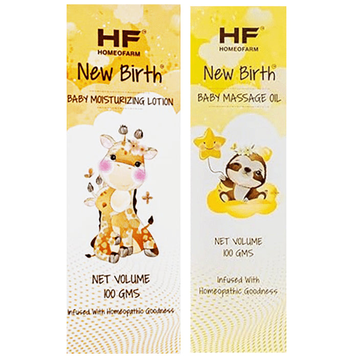 H F Homeofarm Combo Pack of New Birth Baby Massage Oil (100ml) & Baby Lotion (100gm) - Nibasu