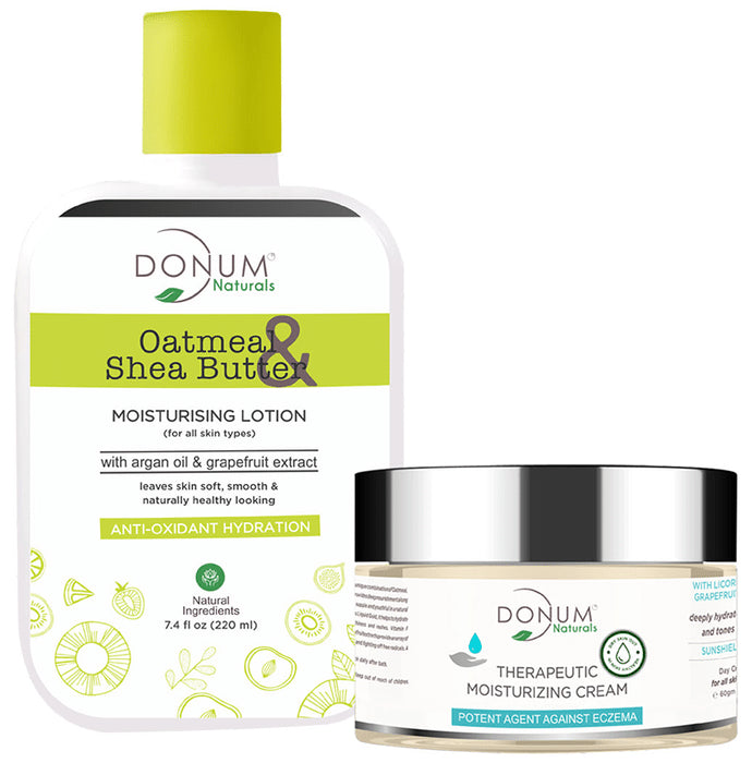 Donum Naturals Combo Pack of Oatmeal & Shea Butter Moisturising Lotion and Therapeutic Moisturizing Cream - Nibasu