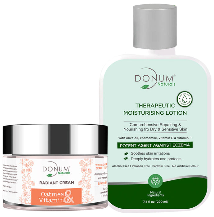 Donum Naturals Combo Pack of Radiant Cream and Therapeutic Moisturising Lotion - Nibasu