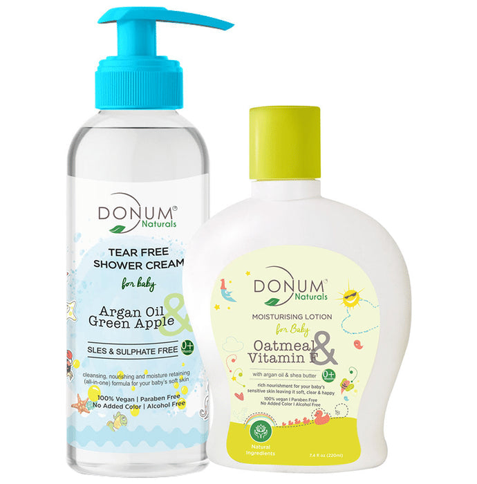 Donum Naturals Combo Pack of Tear Free Shower Cream and Oatmeal & Vitamin F Lotion - Nibasu