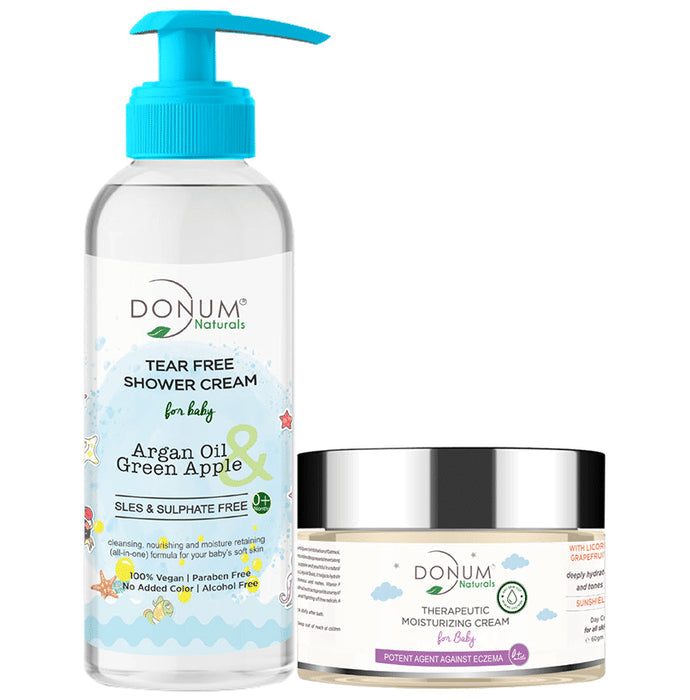 Donum Naturals Combo Pack of Tear Free Shower Cream & Therapeutic Moisturizing Cream for Baby - Nibasu