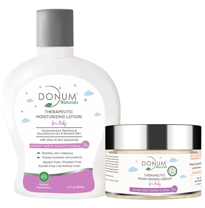 Donum Naturals Combo Pack of Therapeutic Moisturizing Lotion and Therapeutic Moisturizing Cream for Baby - Nibasu